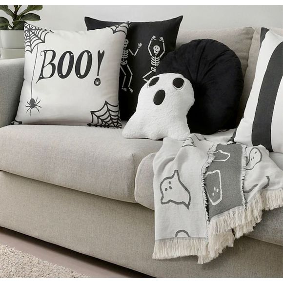 IKEA Other - IKEA KUSTFYR Throw Blanket White/Black Ghost Halloween (905.636. 70) New